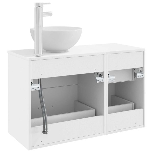 Комплект мебели за баня 2 pcs Бяло Инженерна дървесина
