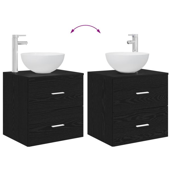 Комплект мебели за баня 2 pcs Черен дъб Инженерна дървесина