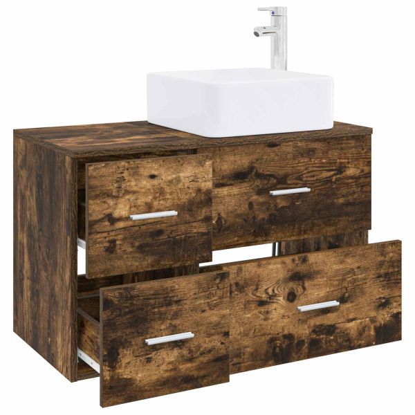 Комплект мебели за баня 2 pcs Опушен дъб Инженерна дървесина