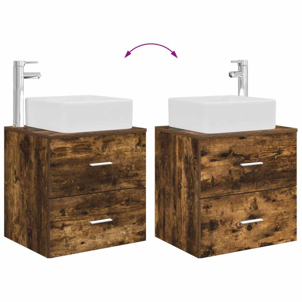 Комплект мебели за баня 2 pcs Опушен дъб Инженерна дървесина