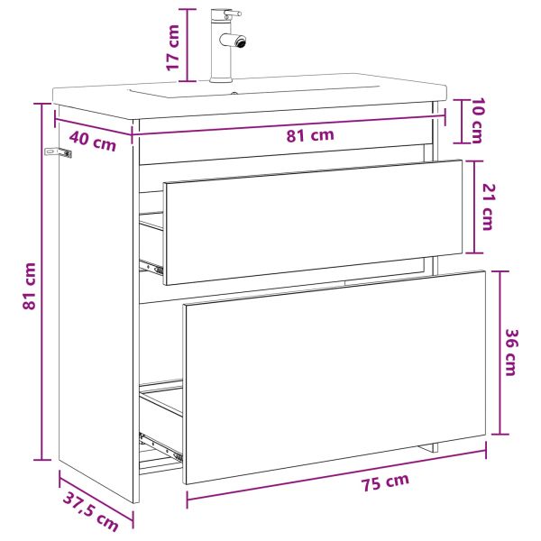 Комплект мебели за баня Черен дъб 81 x 40 x 84,5 см