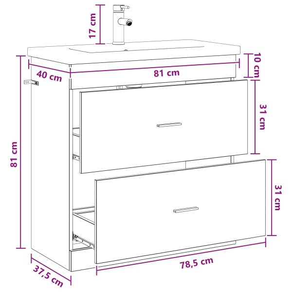 Комплект мебели за баня Дъб сонома 81 x 40 x 84,5 см