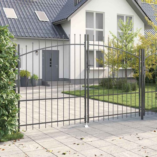 Двойна порта с заключване Woerden Сив 299,5 x 224,5 см Стомана