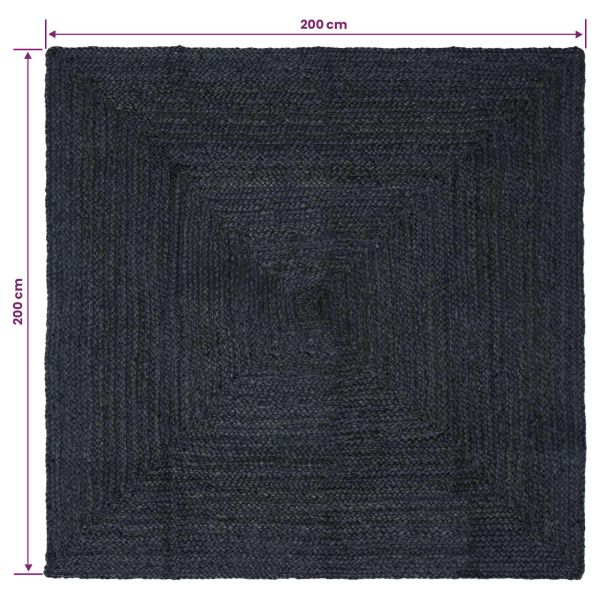 Килими за помещение Квадратна Тъмносиво 200 x 200 cm юта