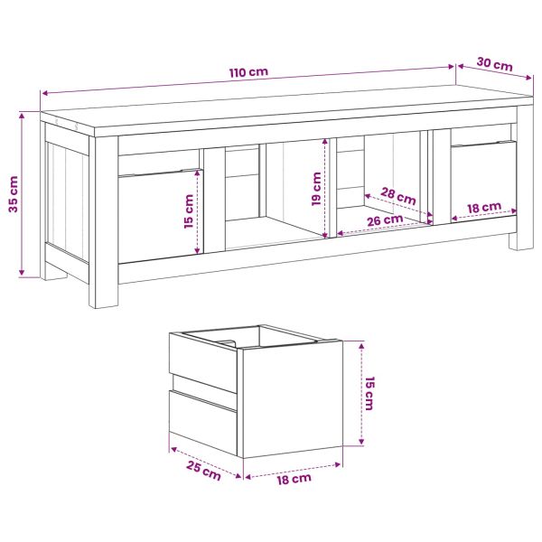 ТВ шкаф 110 x 30 x 35 cm Натурално Солидно тиково дърво