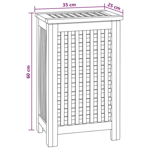 Кошница за Пране Натурално 35 x 25 x 60 cm Солидно тиково дърво