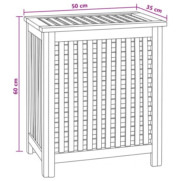 Кошница за Пране Натурално 50 x 35 x 60 cm Солидно тиково дърво