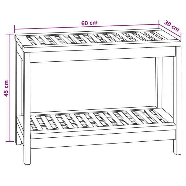 Маса за баня Натурално 60 x 30 x 45 cm Солидно тиково дърво