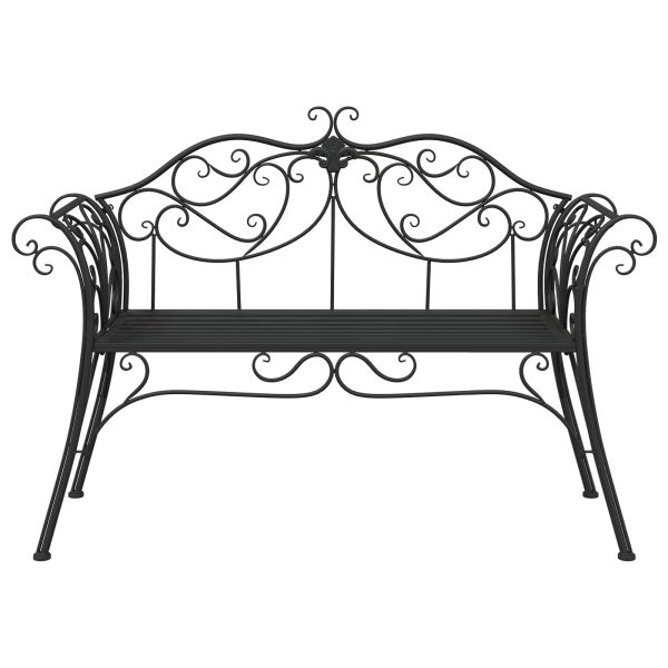 Градинска пейка 2-Брой места 130 x 47 x 90 см Стомана Черно