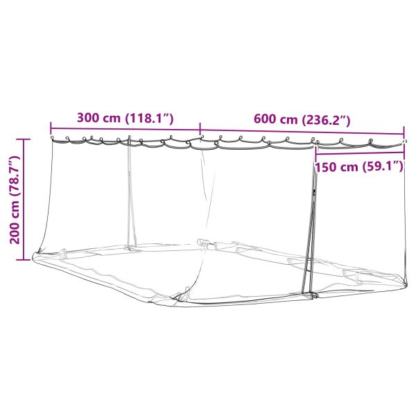 Комарна мрежа за беседка 220 mesh Бяло 6 x 3 x 2 m Полиестер