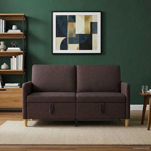 Диван с storage Тъмен кафяв 152 x 78 x 87 см Полиестер
