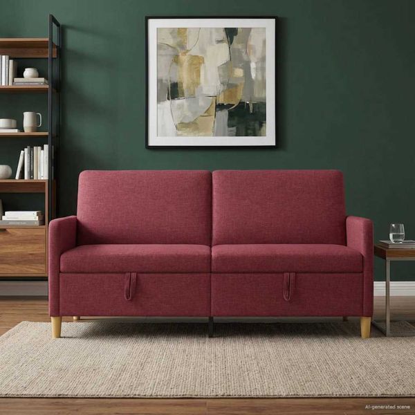 Диван с storage Виненочервен 172 x 78 x 87 см Полиестер