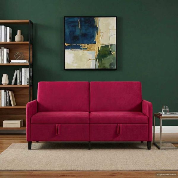 Диван с storage Виненочервен 172 x 78 x 87 см Полиестер