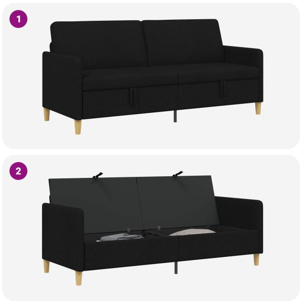 Диван с storage Черно 192 x 78 x 87 см Полиестер