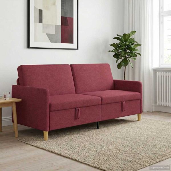 Диван с storage Виненочервен 192 x 78 x 87 см Полиестер