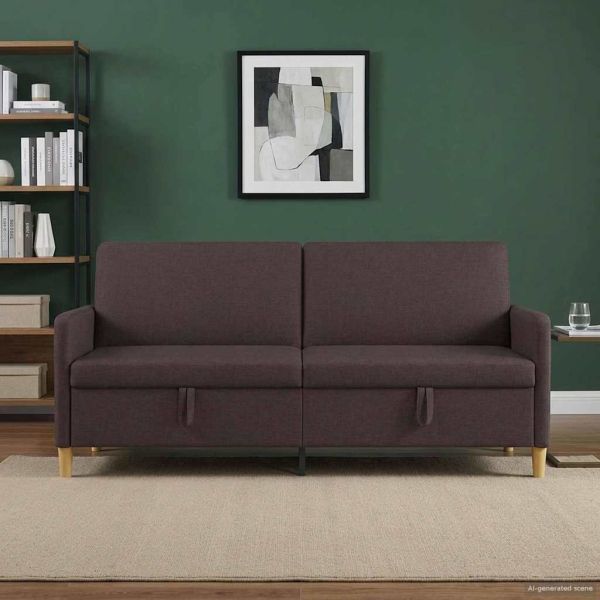 Диван с storage Тъмен кафяв 192 x 78 x 87 см Полиестер