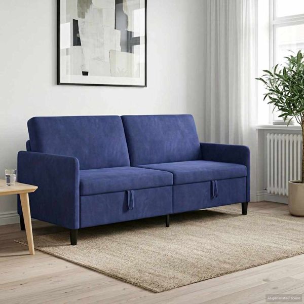 Диван с storage Полицейско синьо 192 x 78 x 87 см Полиестер