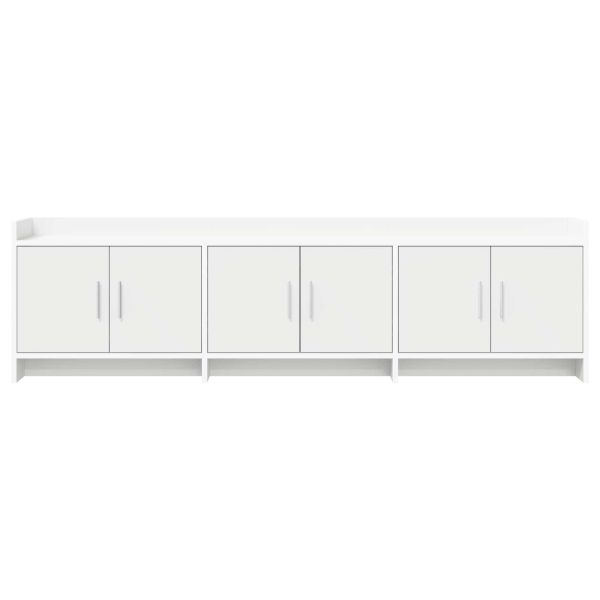 ТВ шкаф 168 x 33 x 47 см Бяло Инженерна дървесина