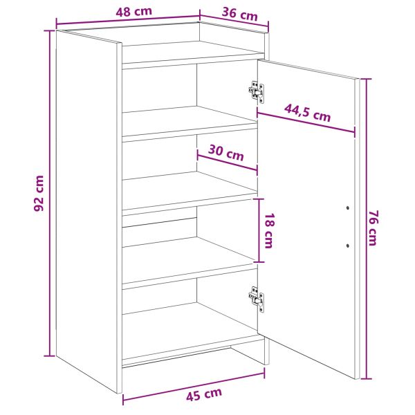 Шкаф за обувки Черен дъб 48 x 36 x 92 см Инженерна дървесина