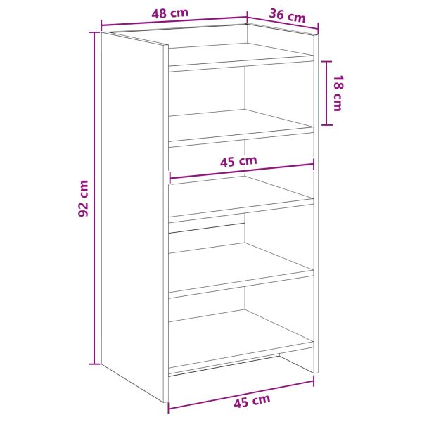 Шкаф за обувки Бетонно сиво 48 x 36 x 92 см Инженерна дървесина