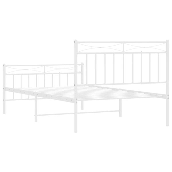 Метална рамка за легло с горна и долна табла, бяла, 100x200 см