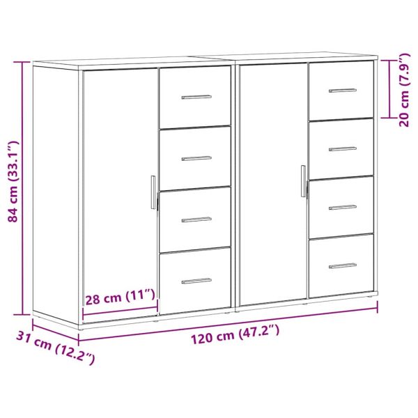 Служебен шкаф 2 pcs Старо дърво 60 x 31 x 84 см Инженерно дърво