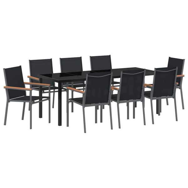 Комплект за хранене в градината 9 pcs Черно