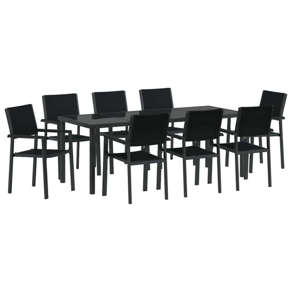 Комплект за хранене в градината 9 pcs Черно