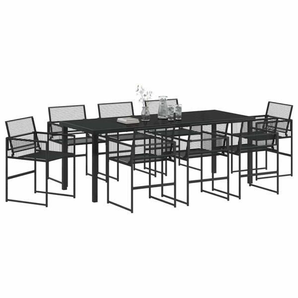 Комплект за хранене в градината 9 pcs Черно полиратан