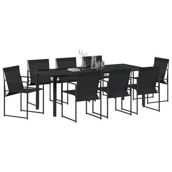 Комплект за хранене в градината 9 pcs Черно Текстилен и стомана