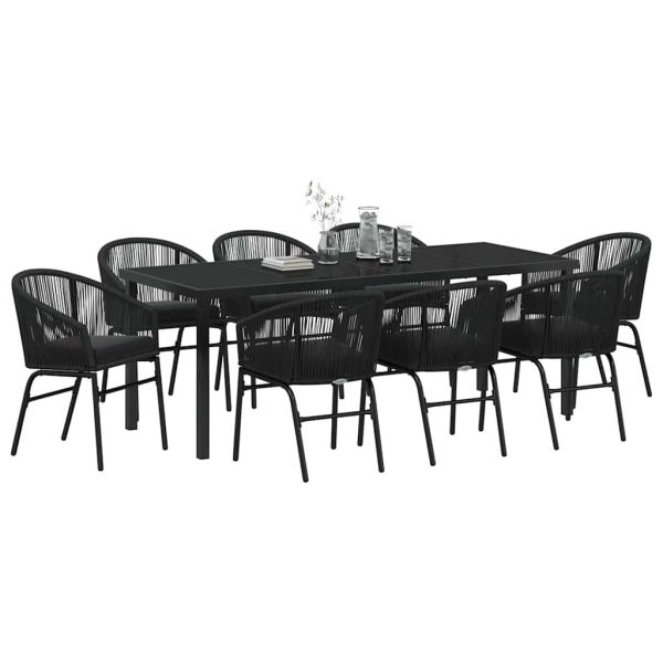 Комплект за хранене в градината 9 pcs Черно