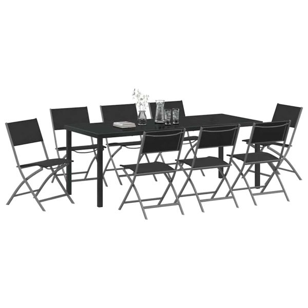 Комплект за хранене в градината 9 pcs Черно