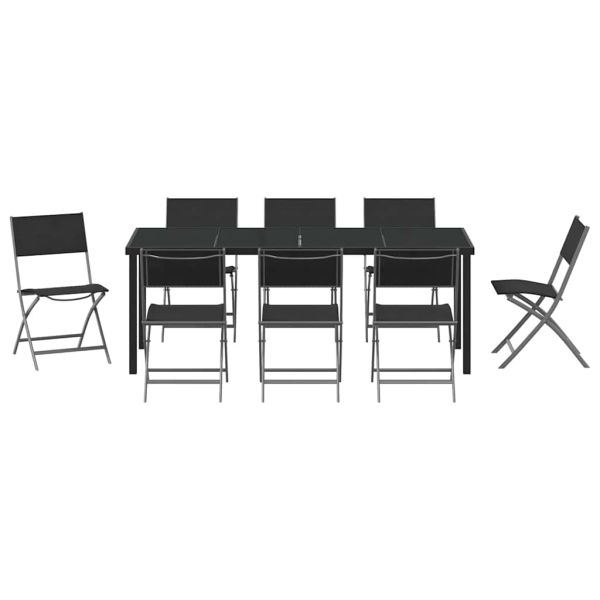 Комплект за хранене в градината 9 pcs Черно