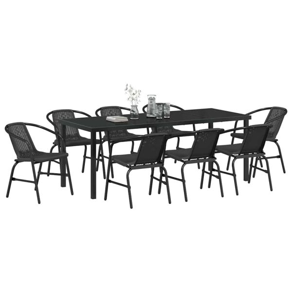 Комплект за хранене в градината 9 pcs Черно