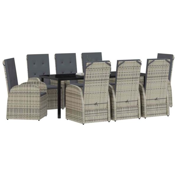Комплект за хранене в градината 9 pcs Сив полиратан