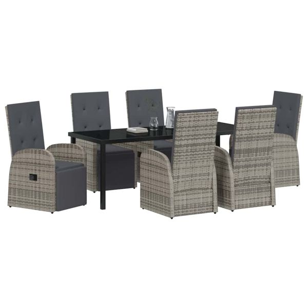 Комплект за хранене в градината 7 pcs Сив полиратан