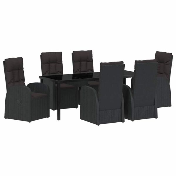 Комплект за хранене в градината 7 pcs Черно полиратан