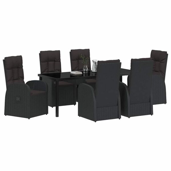 Комплект за хранене в градината 7 pcs Черно полиратан