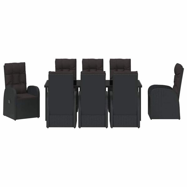 Комплект за хранене в градината 9 pcs Черно полиратан
