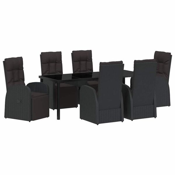 Комплект за хранене в градината 7 pcs Черно полиратан