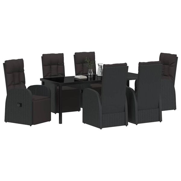 Комплект за хранене в градината 7 pcs Черно полиратан