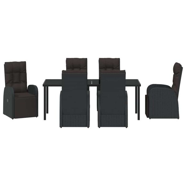 Комплект за хранене в градината 7 pcs Черно полиратан