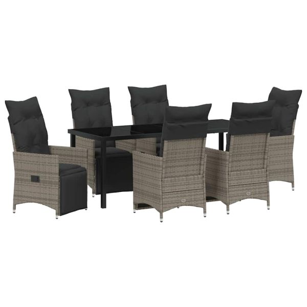 Комплект за хранене в градината 7 pcs Сив полиратан