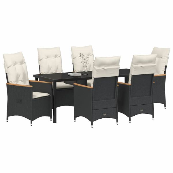 Комплект за хранене в градината 7 pcs Черно полиратан