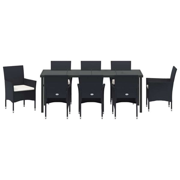 Комплект за хранене в градината 9 pcs Черно полиратан