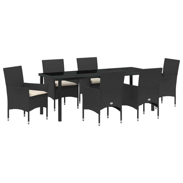 Комплект за хранене в градината 7 pcs Черно полиратан
