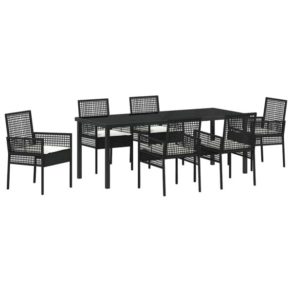 Комплект за хранене в градината 7 pcs Черно полиратан