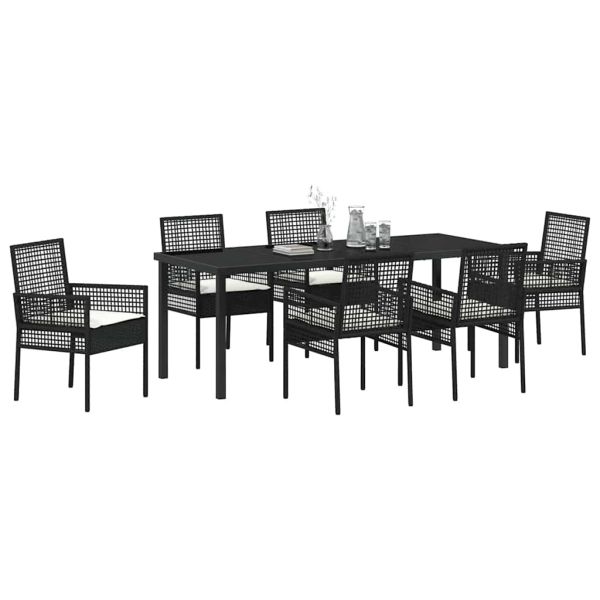 Комплект за хранене в градината 7 pcs Черно полиратан