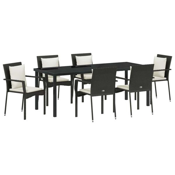 Комплект за хранене в градината 7 pcs Черно полиратан