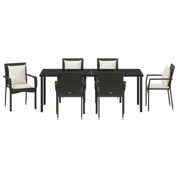 Комплект за хранене в градината 7 pcs Черно полиратан